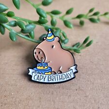 Funny Cute Capybara Enamel Metal Pin Badge - Capy Birthday Pin Gift picture