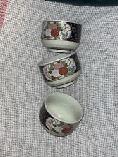 Vintage Kutani Ware Japanese Porcelain Sake Cups Set Of 3 picture