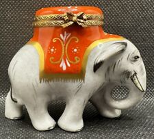 Rochard Limoges Porcelain Trinket Box Elephant, Marque Deposee France Peint Mein picture