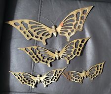 Brass Butterflies With Antenna Set Of 4 New Open Box Vintage picture