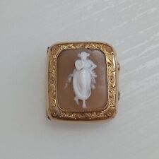 Antique Georgian jeweled Cameo seashell Gold Filled Snuff Box picture