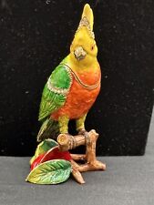 Cockatiel Parrot Bird Trinket Box Colorful Rhinestones Rare Unique  picture