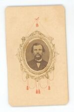 Antique Cartouche CDV Circa 1860s Rugged Man Goatee Beard Ornately Framed picture