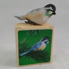 Vintage 1984 Hallmark Keepsake Porcelain Chickadee Clip On Ornament With Box picture