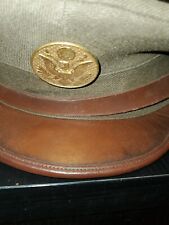 1920s Pre WWII US Army With Emblem Leather Brim Hat Cap L@@K picture