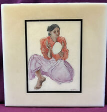 Navajo Artist R C Gorman Art Tile 8”x 8” ~ “BREAD MAKER” Navajo Woman picture