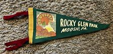 Vintage ROCKY GLEN PARK Moosic PA. Amusement Park Souvenir Pennant picture