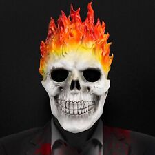 Halloween Ghost Rider Mask Flame Skull Mask Ghost Skeleton Full Head Latex Mask picture