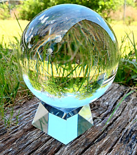 K9 Clear Crystal Sphere Ball 130mm with Crystal Stand Meditation Healing picture