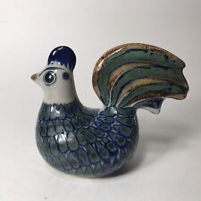 Erandi Pottery Folk Art Mexico Hand Painted Rooster Chicken Figurine 4” Signed picture
