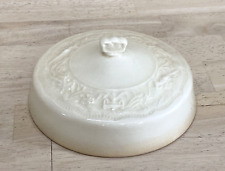 ANTIQUE Embossed Stonewear Ceramic LID Canister Dish Jar Bowl Vintage Candy picture