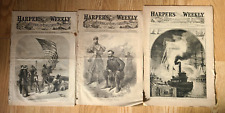 Lot 3 Antique HARPERs WEEKLY 1864 Our Flag & William Sherman, 1882 Fire Brigade picture