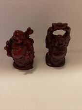 GORGEOUS Small Buddhist￼  FIGURINE MADE OF BURGUNDY RED  HEAVY RESIN picture