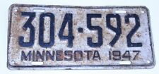 Minnesota 1947 VTG License Plate Auto Tag GUC Original Paint Post-War 304-592 MN picture