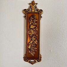 Vintage MCM Syroco Ornate Wall Plaque Floral Gold Accent Baroque Decor picture