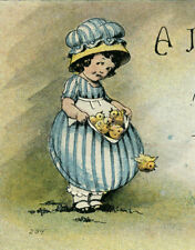 a6 Vintage Early  Easter Postcard Joyful girl bonnet chicks 565a picture