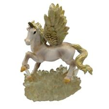 Vintage 1990s Y2K Enchanted Unicorn Statue on Acrylic Crystals Yellow Gold picture