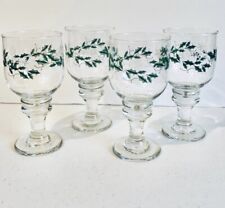 +4 Vtg Coca Cola Logo Christmas “Holly Leaves and Snowflakes” 7” Tall Goblets picture