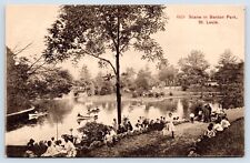 c1910s Scene In Benton Park St Louis Missouri MO Vtg Picnic & Boaters Postcard picture
