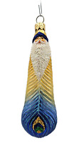 Patricia Breen Peacock Icicle Blue Gold Santa Claus Christmas Tree Ornament picture