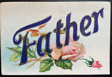 Vintage Victorian Postcard - Father in purple lettering picture