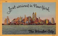 New York NY Greetings Just Arrived Larger Not Large Letter Linen 4B-H73 Postcard picture