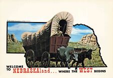 Welcome to Nebraska Conestoga Wagon and Oxen VTG Continental Postcard Unposted picture
