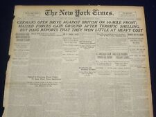 1918 MARCH 22 NEW YORK TIMES - GERMANS OPEN DRIVE AGAINST BRITISH - NT 8163 picture