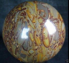 1PCS Bamboo Stone Sphere, Crystal Rock Ball Healing,Rock 55mm-60mm + stand picture