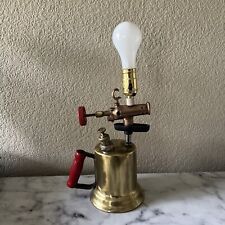 Vintage Repurposed Otto Bernz Co Brass Blow Torch Rochester NY Lamp Steampunk picture