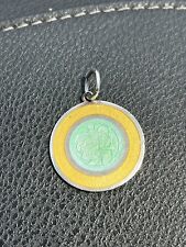 Saint Christopher Yellow Light Green Enamel Sterling Silver Pendant 1.5 Inches picture