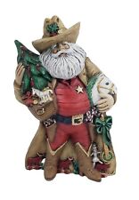 Cowboy Western Santa Claus Ceramic Christmas Figurine Horse Bull Boots VTG 9.5