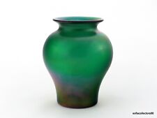 Bohemian Glass Matte Iridescent Green Vase Possibly by Heckert or Poschinger picture