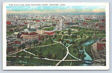 Bird's-Eye View from Travelers Tower Hartford Connecticut CT Vintage Postcard picture