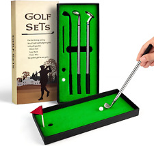 Juboury Golf Pen Set, Mini Desktop Golf Ball Pen Gift Set with Putting Green, Fl picture
