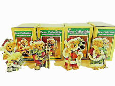 Vintage Teddy Bear Christmas Winter Holiday Resin Figurines Collectible 4 Pack picture