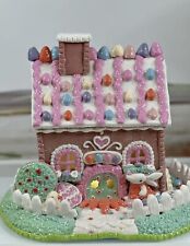 Kurt Adler Easter LED Lights Pastel Multicolor Gingerbread House 9’’Spring Decor picture