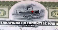 1919 Antique International Mercantile Marine 100 Shares Stock, 6 Stamps on Back picture