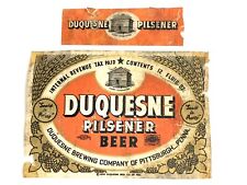 Vintage Duquesne Pilsner Beer Bottle Label Pittsburgh Pennsylvania With Neckband picture