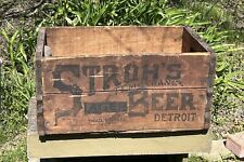 Antique 1910s Strohs Lager Beer Detroit MI Wood Crate Bottle Box Pre Prohibition picture