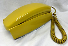 VINTAGE BELL SYSTEM / WESTERN ELECTRIC TRIMLINE YELLOW DESK PHONE - ROTARY picture