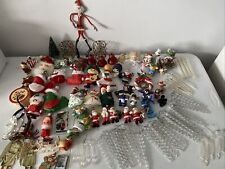 Vintage Christmas ornaments Lot SANTA PIXIE ICICLES CLOTH HONG KING RUSS picture