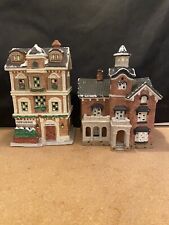 Lot 2 Dickens Keepsake Grand Hotel Cafe Lounge Church House Christmas Porcelain picture