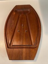 MCM England Burma Teak Wood Cutting Board Meat Tray Platter Spikes picture