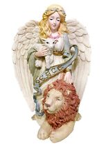 6” Peace Angel Lamb Lion Resin Figurine Midwest Cannon Falls Holiday picture