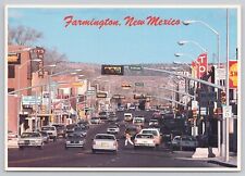 Farmington New Mexico, Street Scene, Shell Gasoline, Old Cars, Vintage Postcard picture