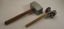 2 Vintage Double Sided Meat Tenderizer Wood Handle picture