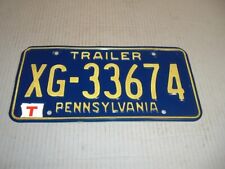 Pennsylvania 1970's Trailer License Plate XG 33674 picture