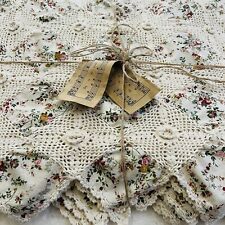 80”x90” Vintage Handmade cotton crochet bedspread. picture