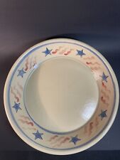 Vintage BBP Beaumont Brothers Pottery Pie Dish 9.25” Patriotic Stars Stripes picture